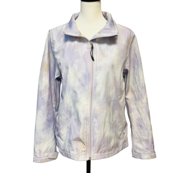 Giordano Fleece Pastel Tie-Dye Full Zip Jacket Water Resistance Relax Fit Large - Picture 2 of 9